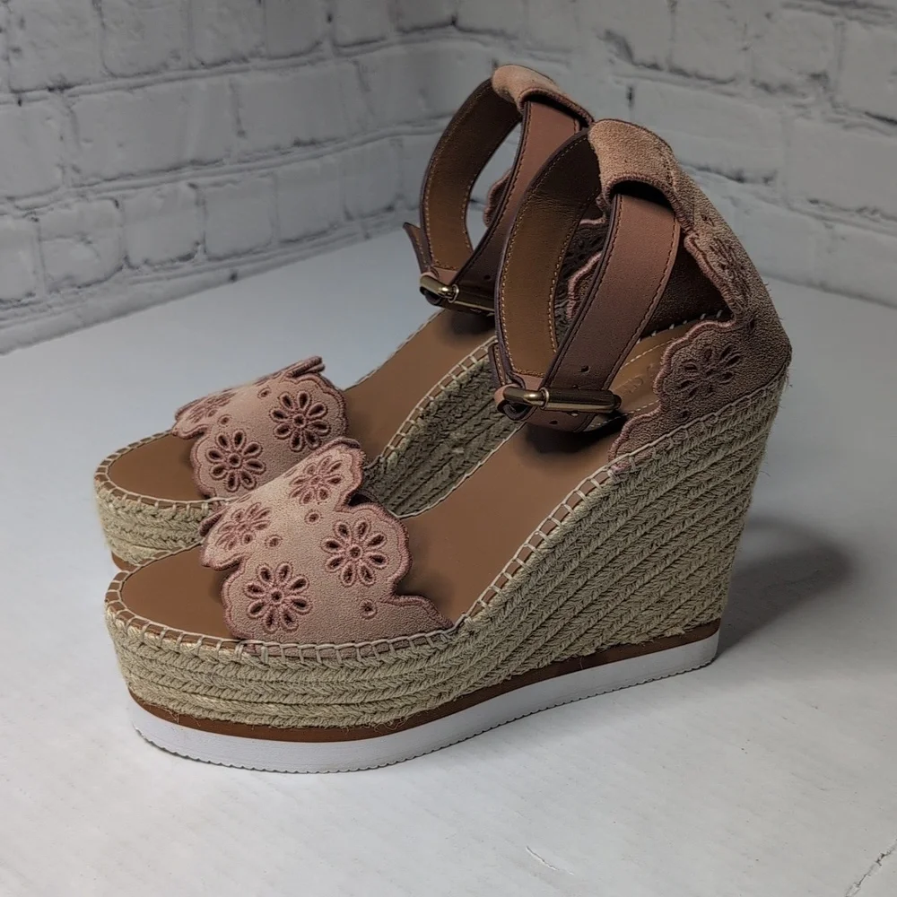 See By Chloe Espadrille Wedge Sandals With Ankle Strap Size 9 US - Picture 4 of 8